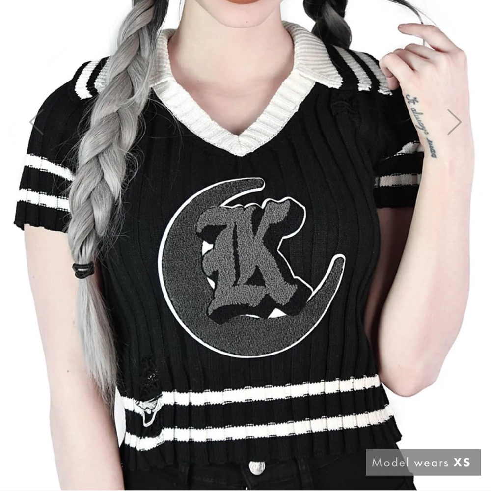GLOOMSDAY KNIT CROP TOP - Killstar - Medium